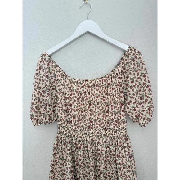 Gal Meets Glam Floral Soft‎ Nuetral Bohemian Tiered Prairie Dress Sz 4 - Picture 3 of 7